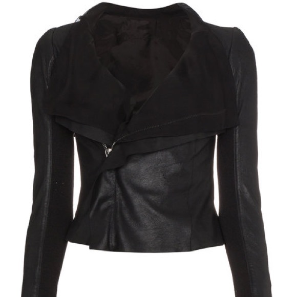 Rick Owens Jackets & Blazers - Rick Owens Black Leather Draped Jacket Buttons
